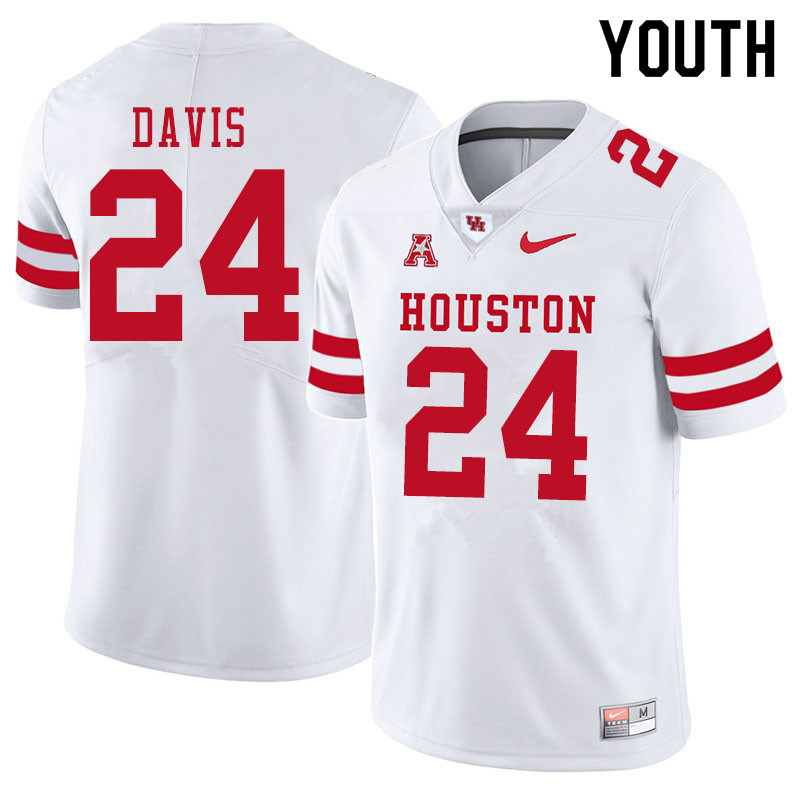 Youth #24 Jaylen Davis Houston Cougars College Football Jerseys Sale-White - Click Image to Close